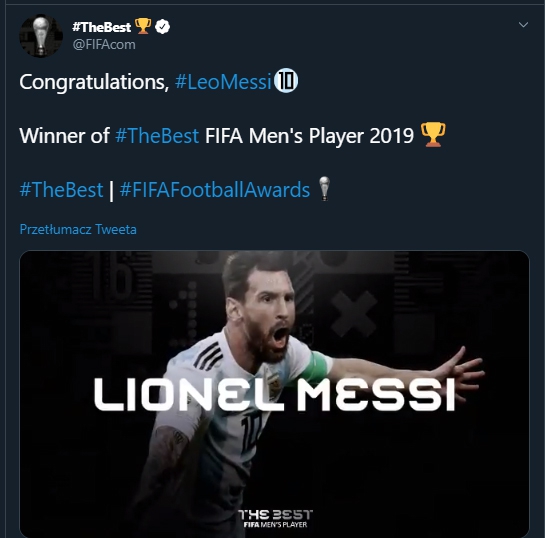 OFICJALNIE! Najlepszy piłkarz FIFA The Best 2019!